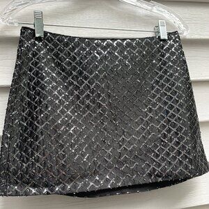 H&M Embellished Black Sequin Mini Skirt Size 0